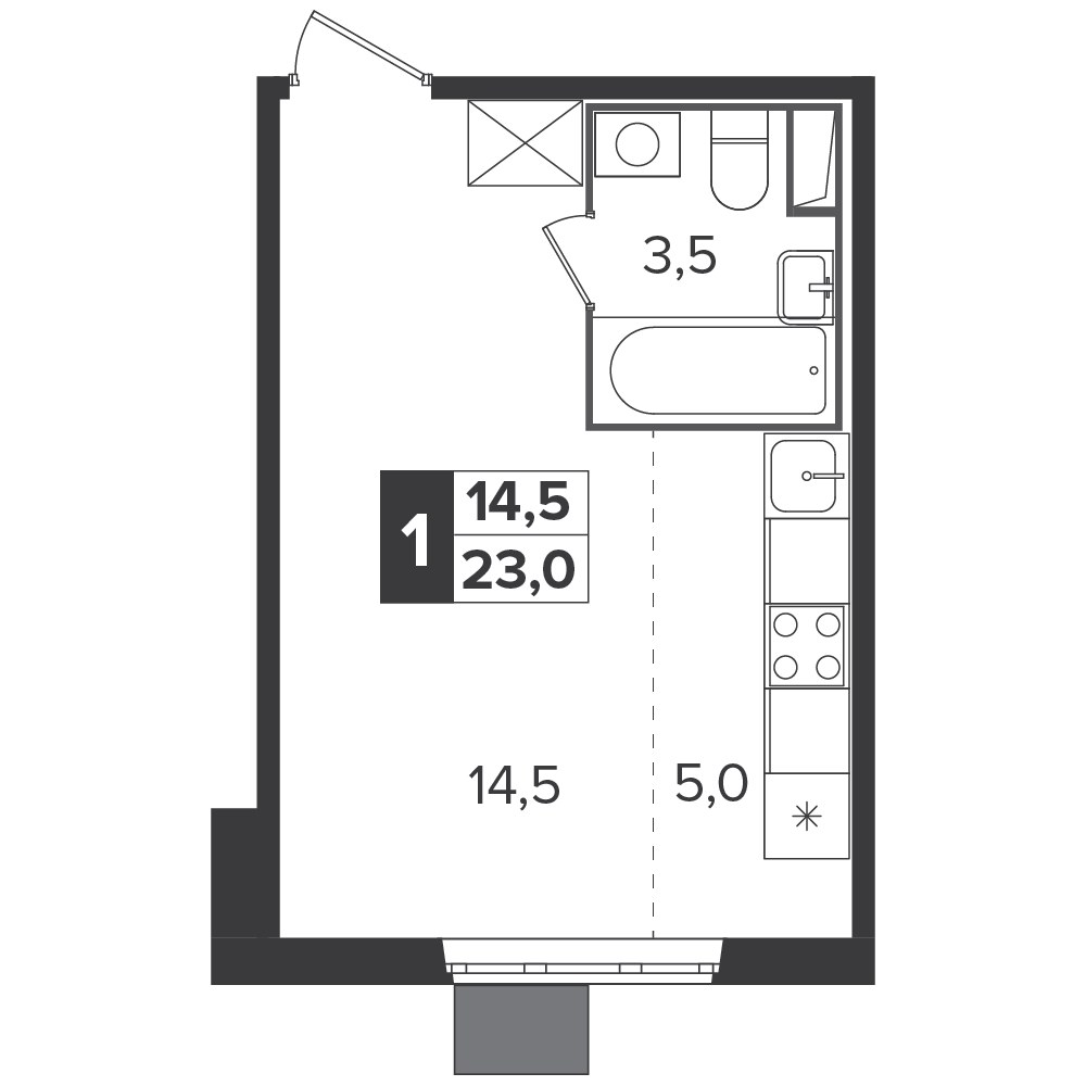 Планировка 22.9 м²