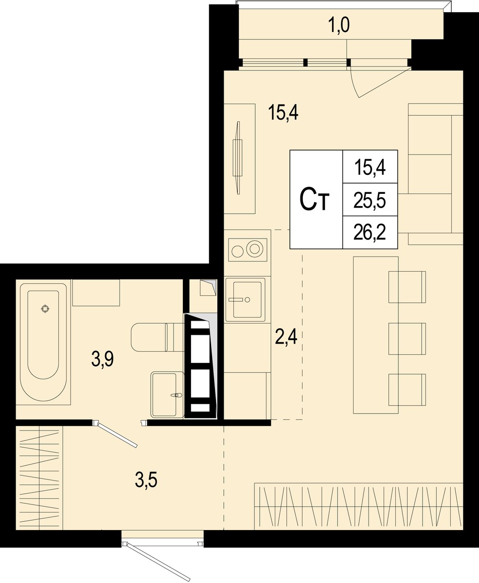 Планировка 25.7 м²