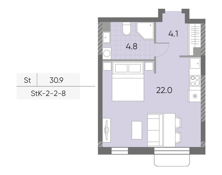 Планировка 30.9 м²