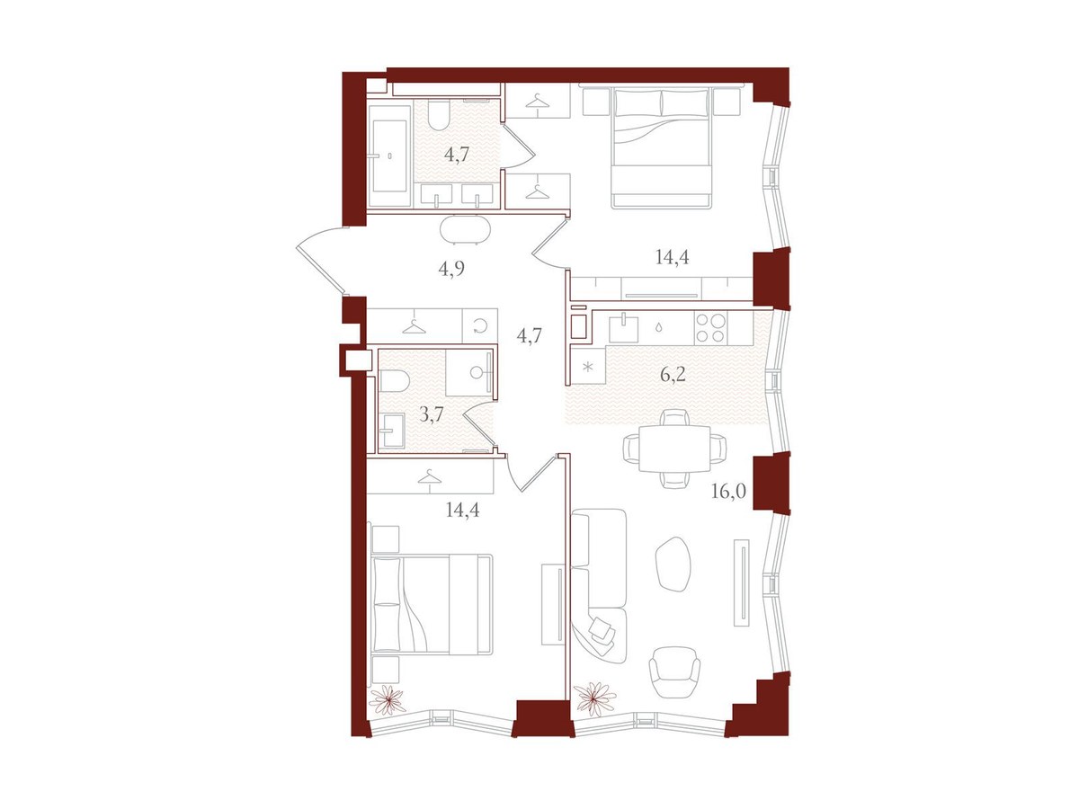Планировка 69.0 м²