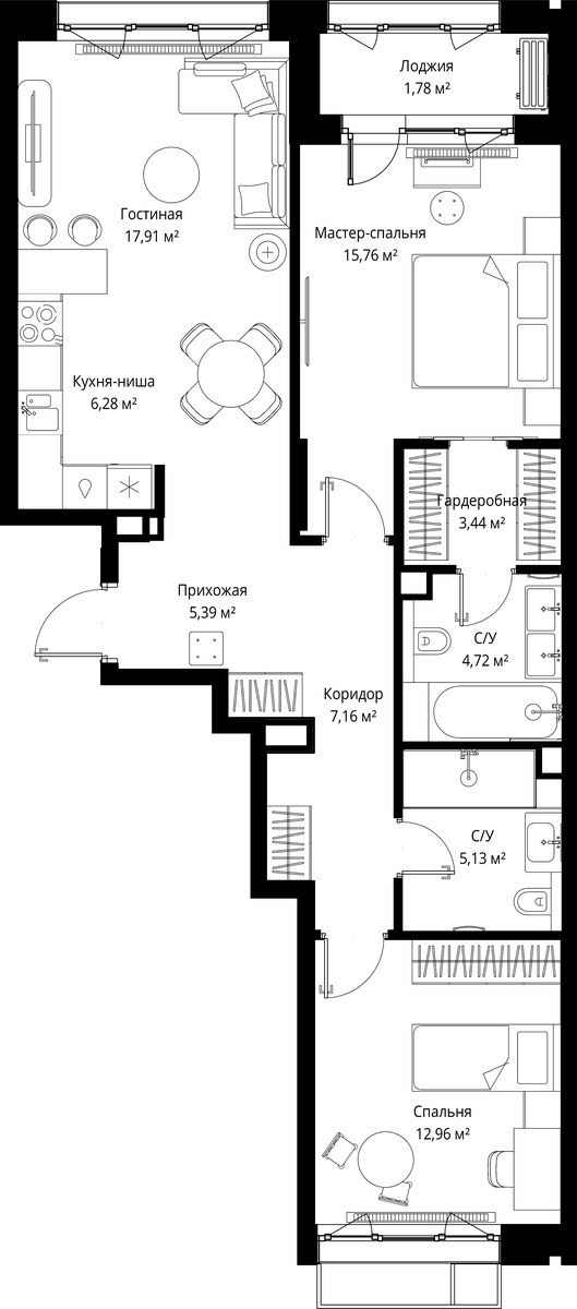 Планировка 80.53 м²