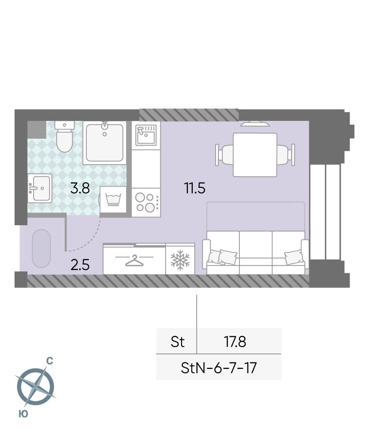 Планировка 17.8 м²