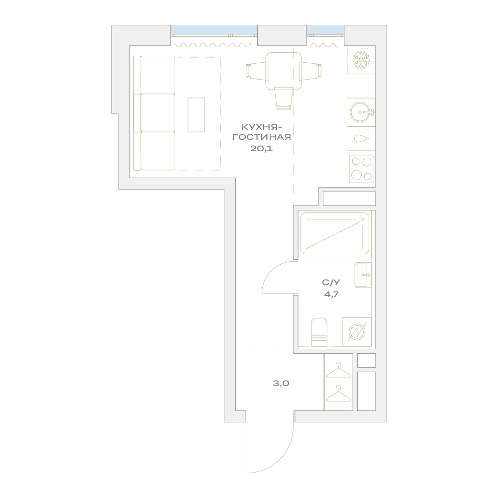 Планировка 27.8 м²