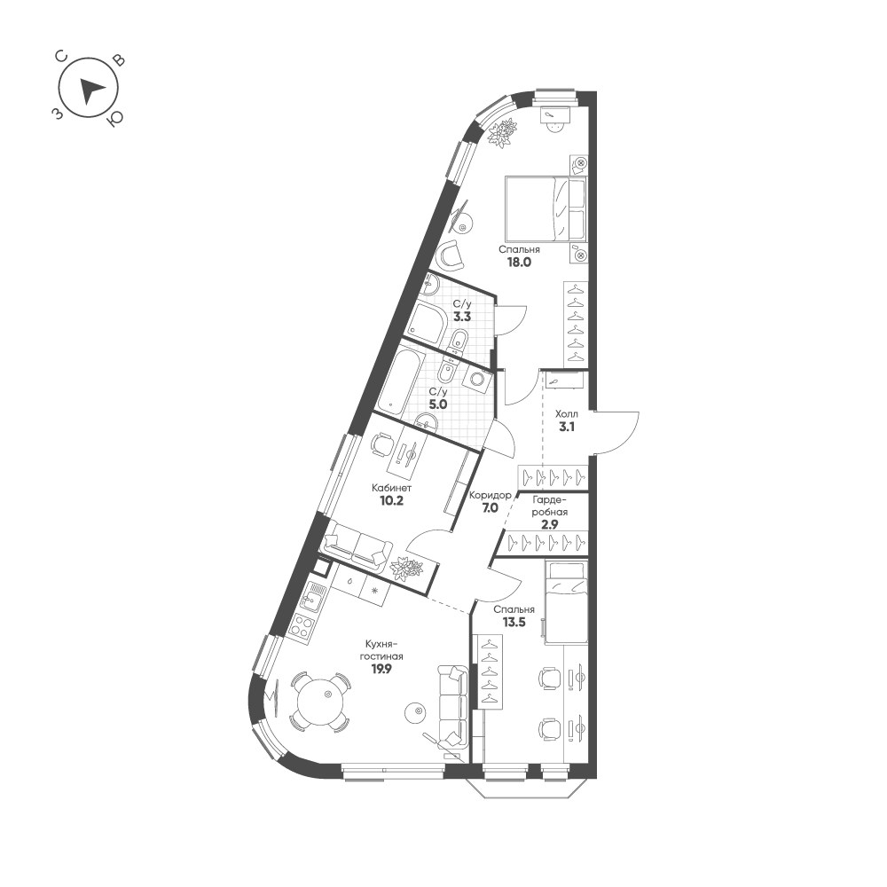 Планировка 82.9 м²