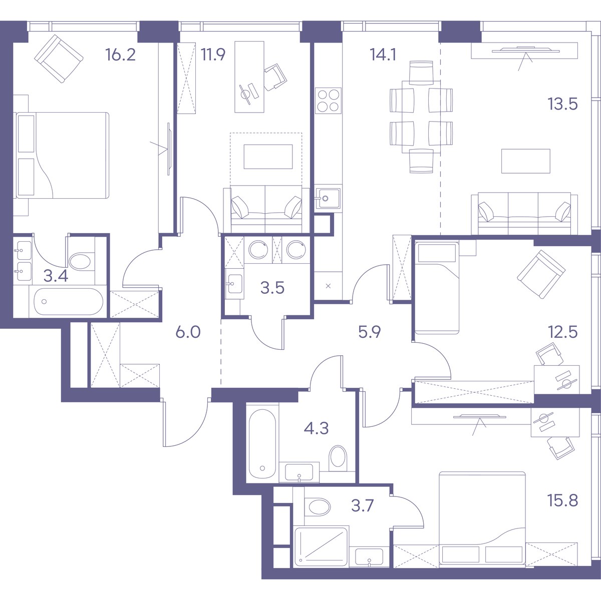 Планировка 110.8 м²