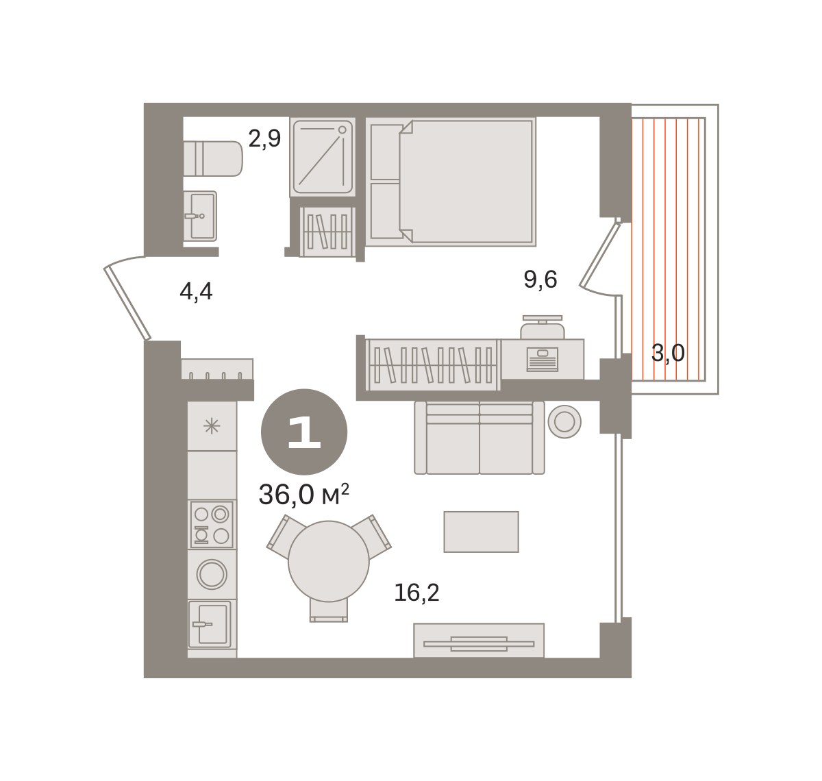 Планировка 36.01 м²