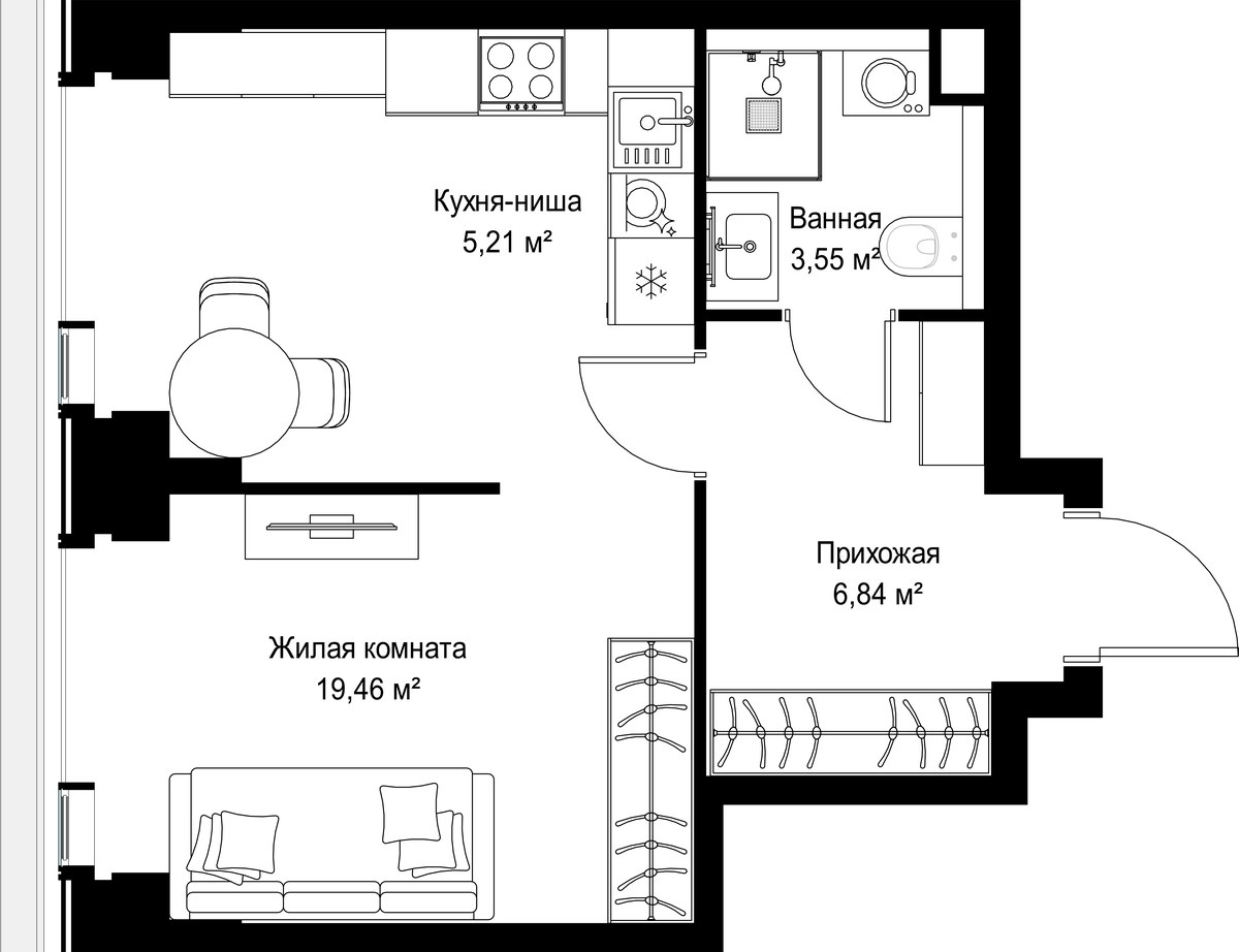 Планировка 35.06 м²