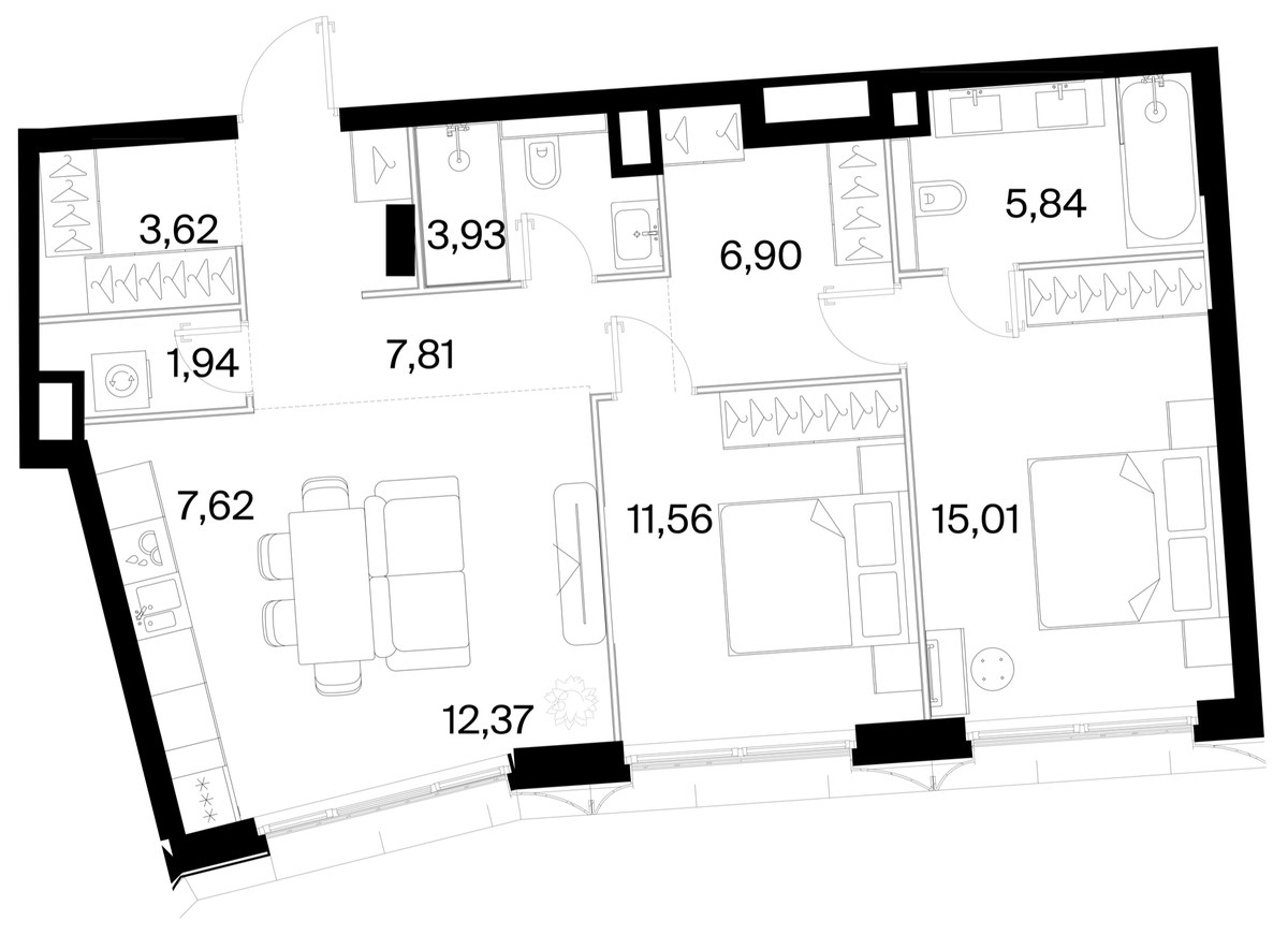 Планировка 76.6 м²