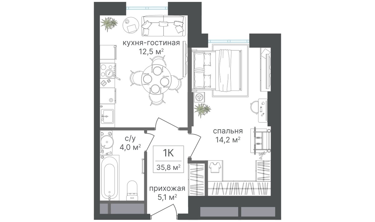 Планировка 37.0 м²