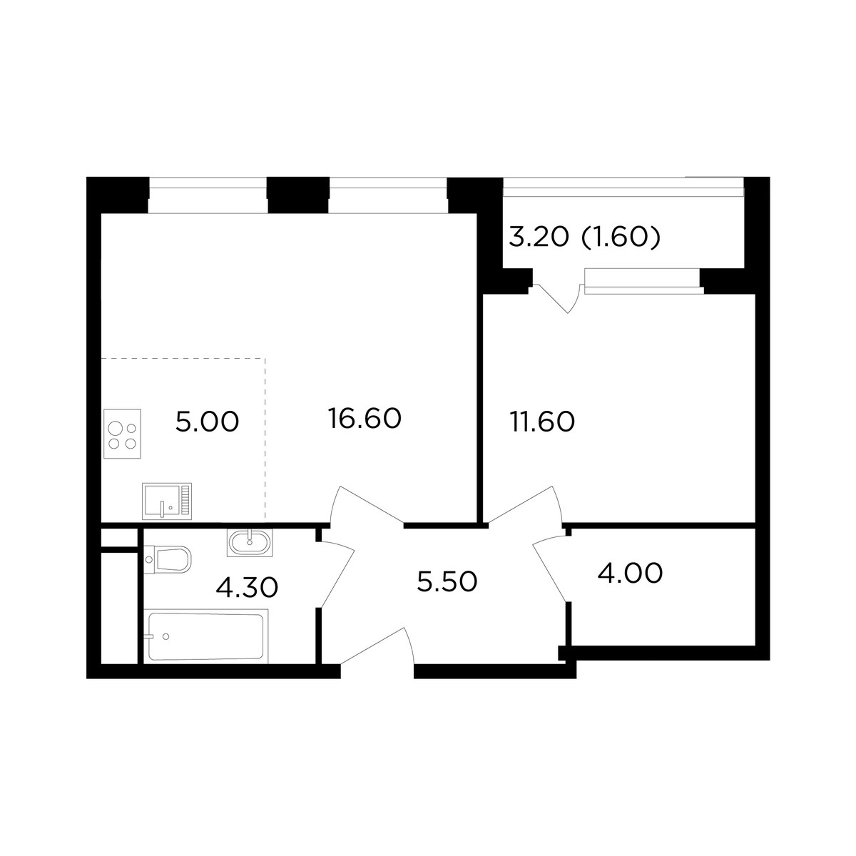 Планировка 48.6 м²