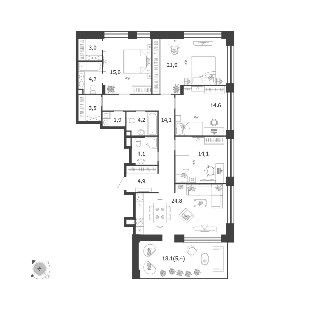 Планировка 136.3 м²