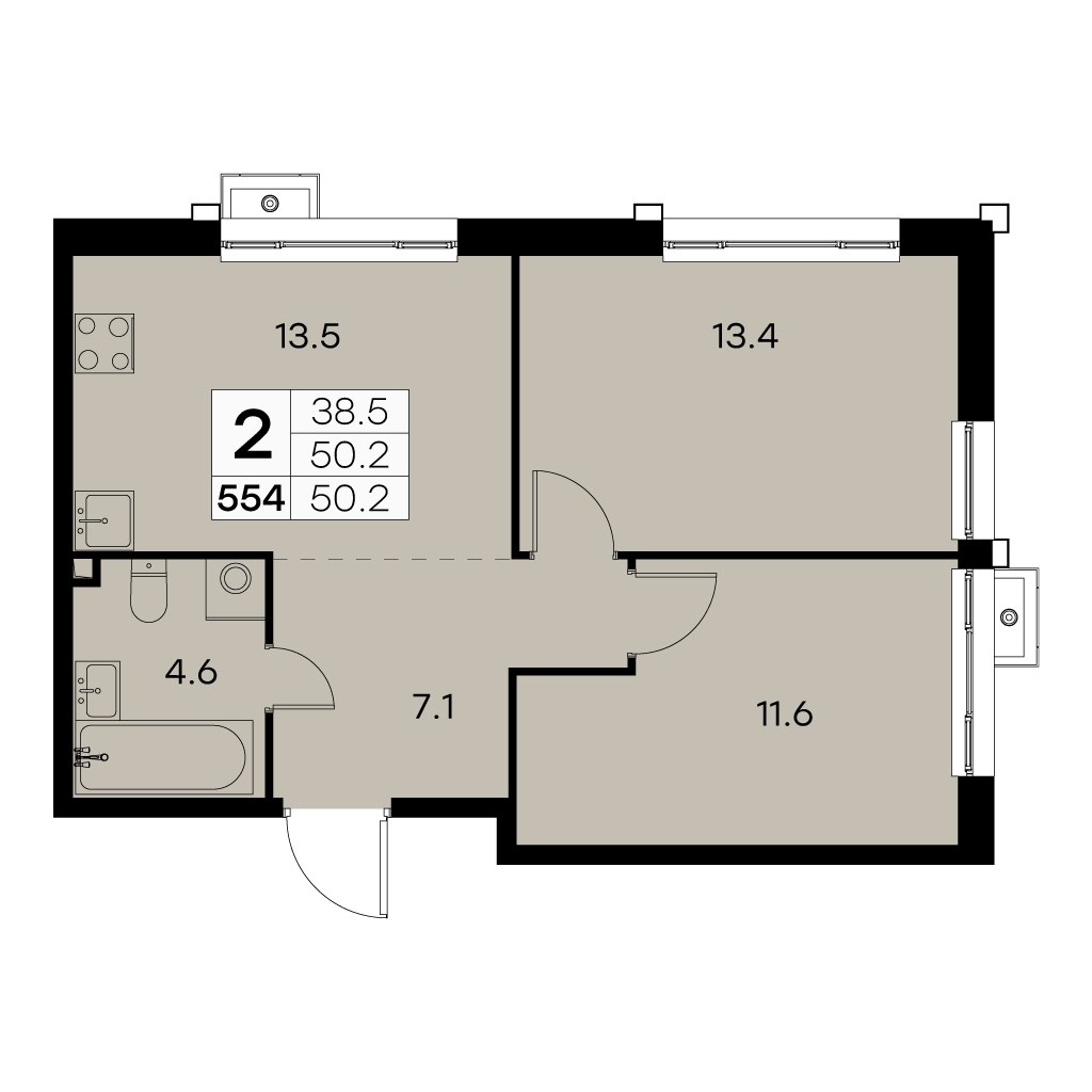 Планировка 50.2 м²