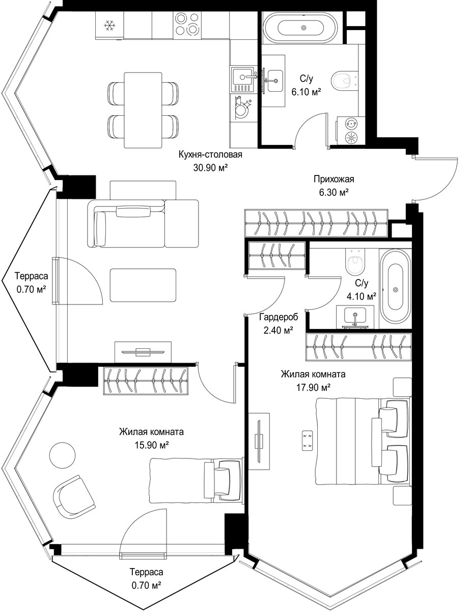 Планировка 85.0 м²