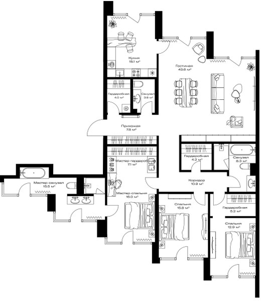 Планировка 169.9 м²