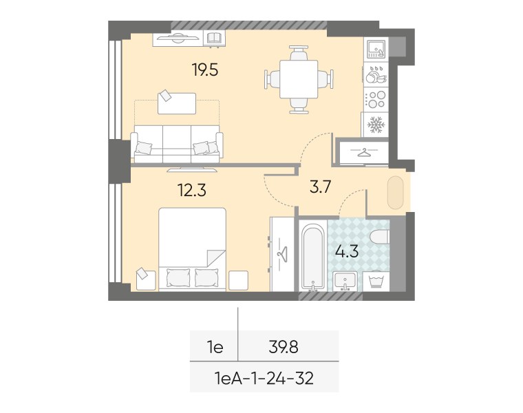 Планировка 39.8 м²
