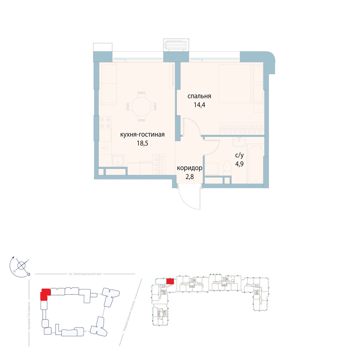 Планировка 40.6 м²