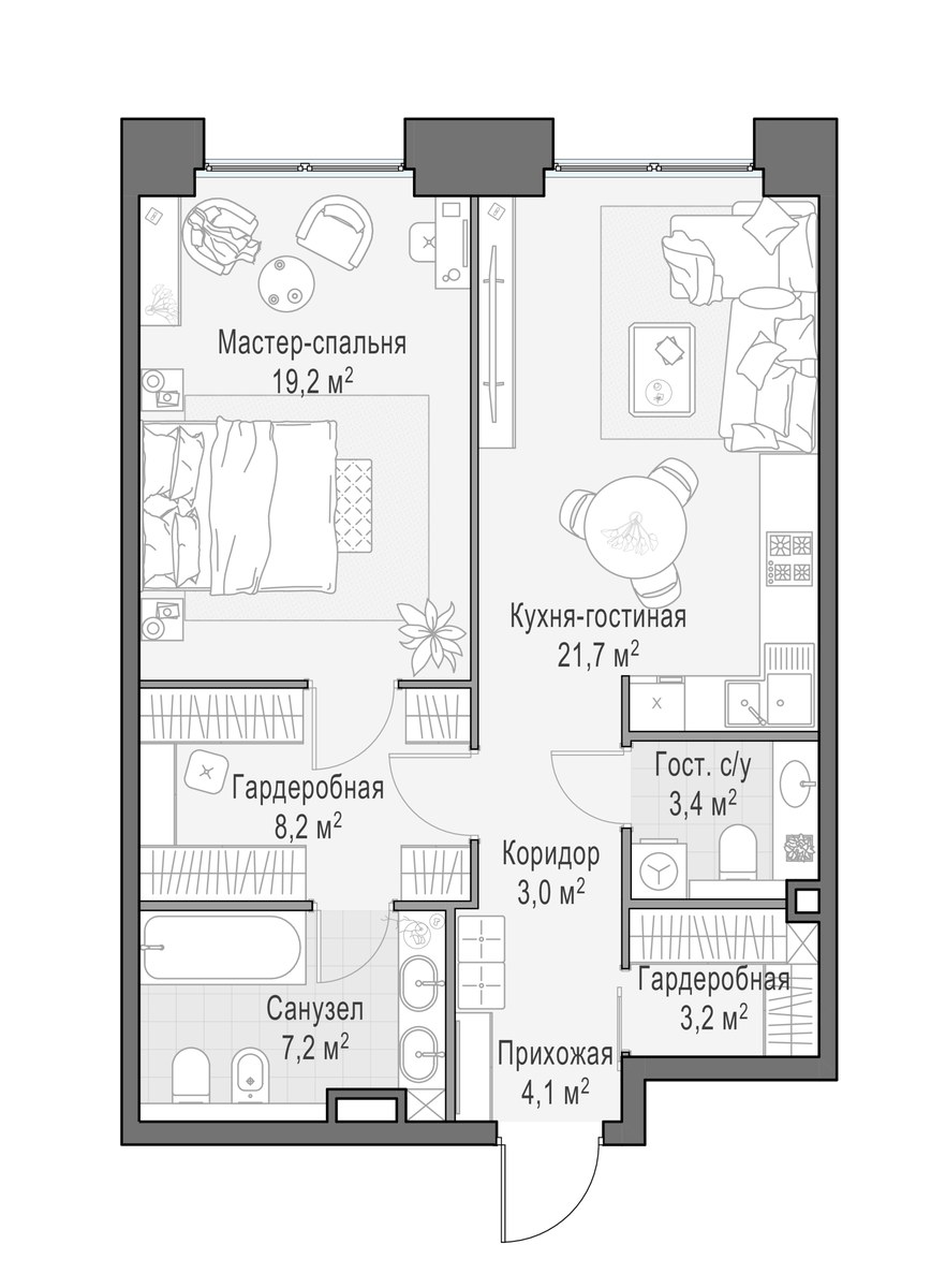 Планировка 70.4 м²
