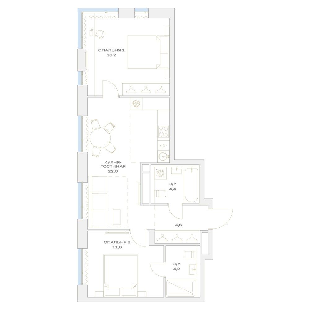 Планировка 63.0 м²