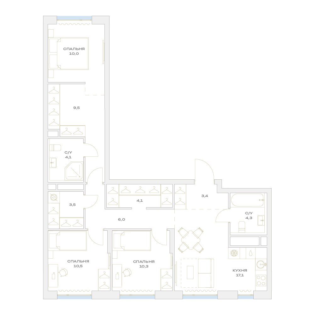 Планировка 82.8 м²