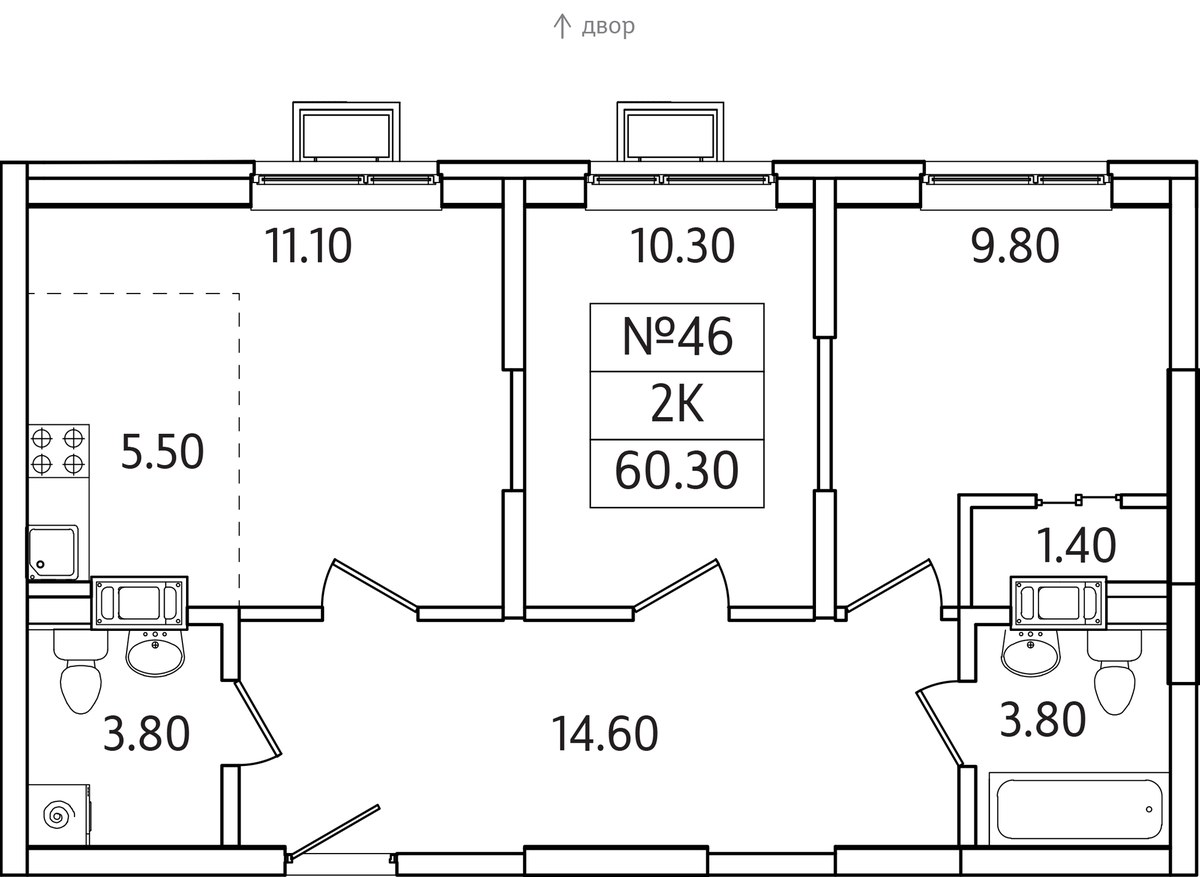 Планировка 60.3 м²
