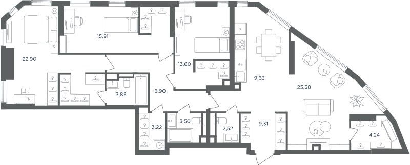 Планировка 122.97 м²