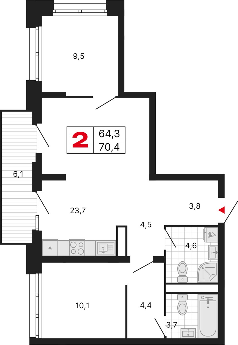 Планировка 70.4 м²