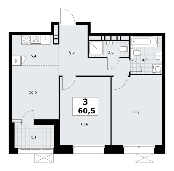 Планировка 60.3 м²