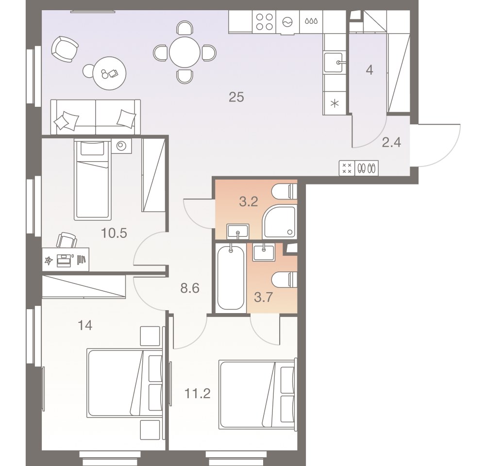 Планировка 82.7 м²