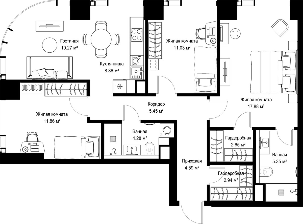 Планировка 85.16 м²