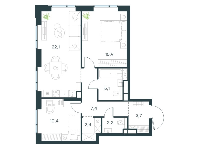 Планировка 69.2 м²