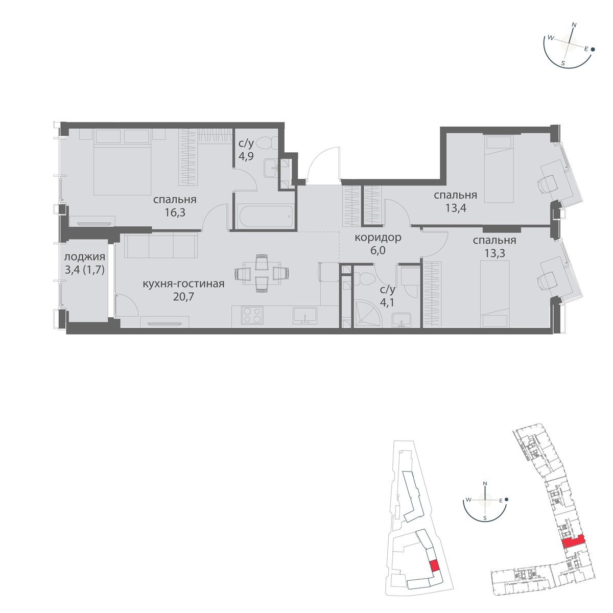 Планировка 80.4 м²