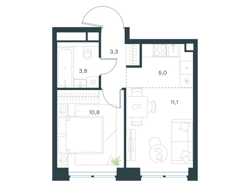 Планировка 34.0 м²