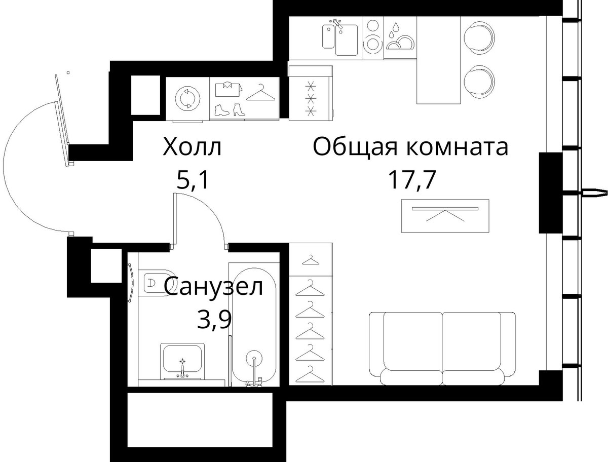 Планировка 26.7 м²