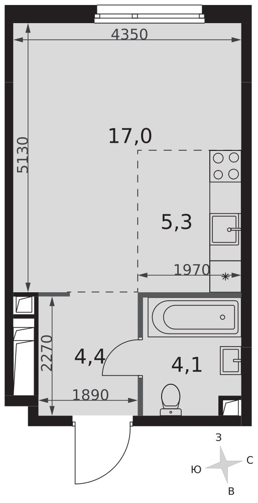 Планировка 30.8 м²