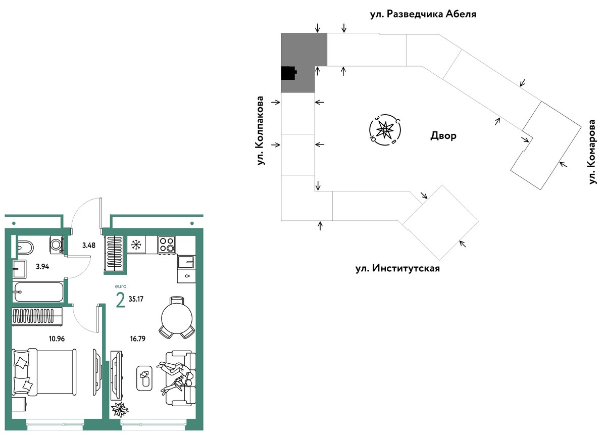 Планировка 35.17 м²