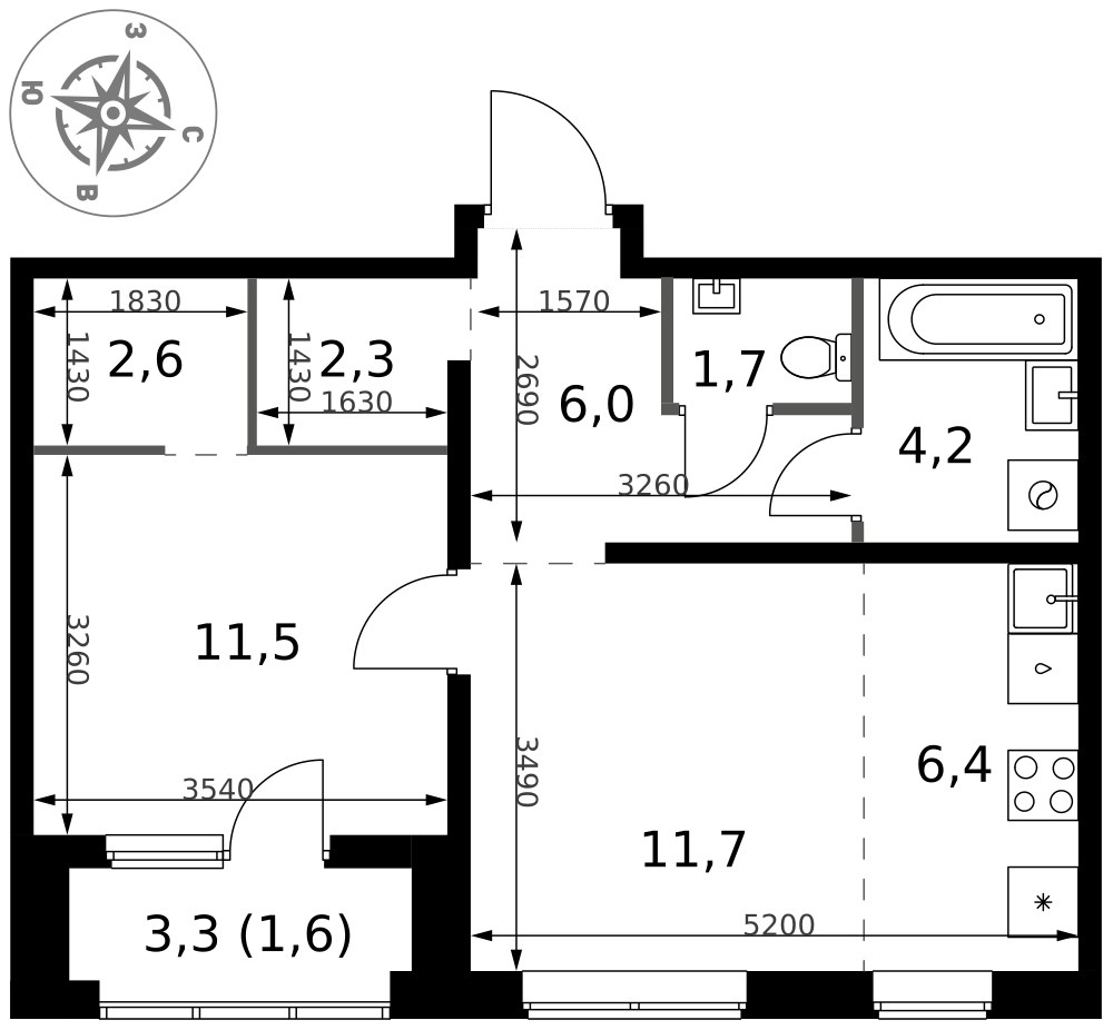 Планировка 48.0 м²