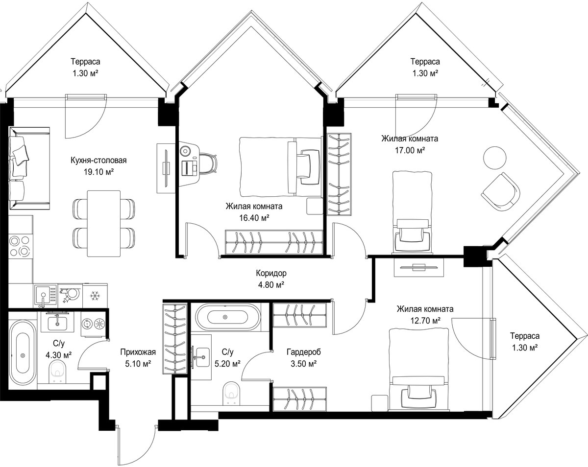Планировка 92.0 м²