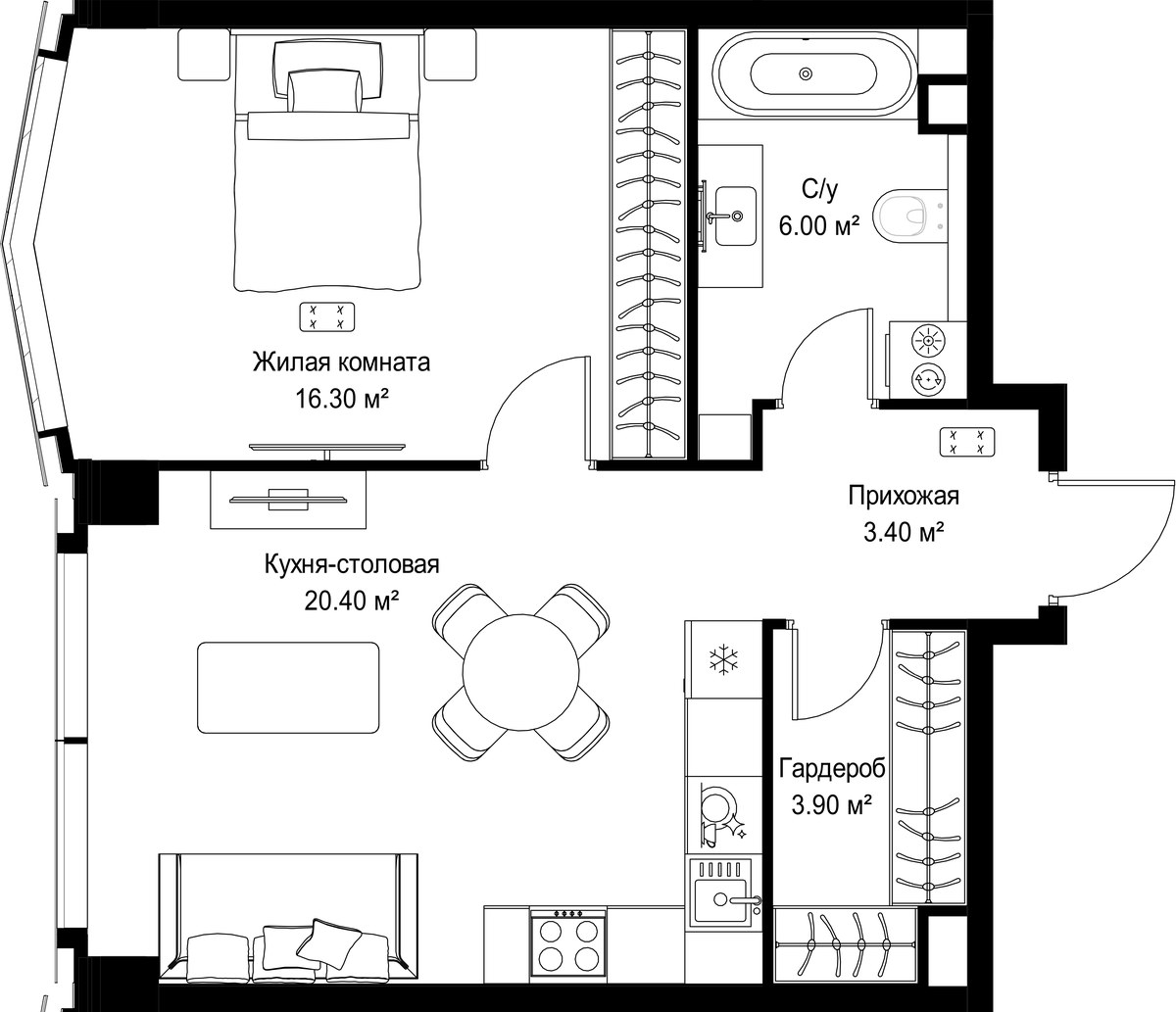 Планировка 50.0 м²