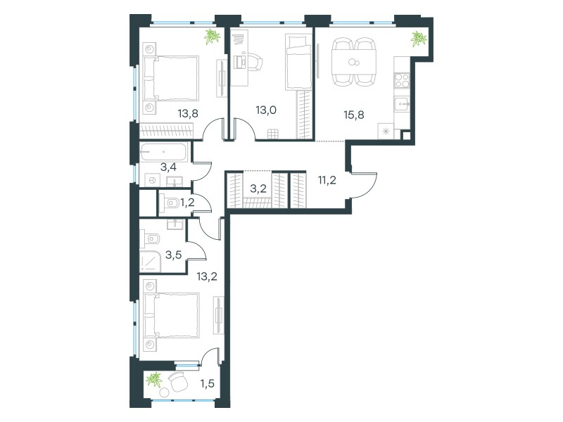 Планировка 79.8 м²