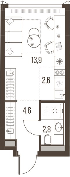 Планировка 23.9 м²