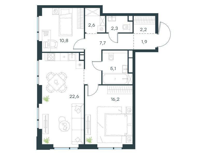 Планировка 71.4 м²