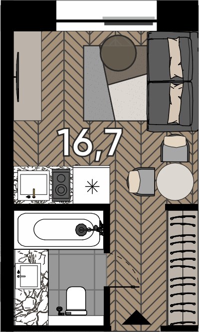 Планировка 16.7 м²