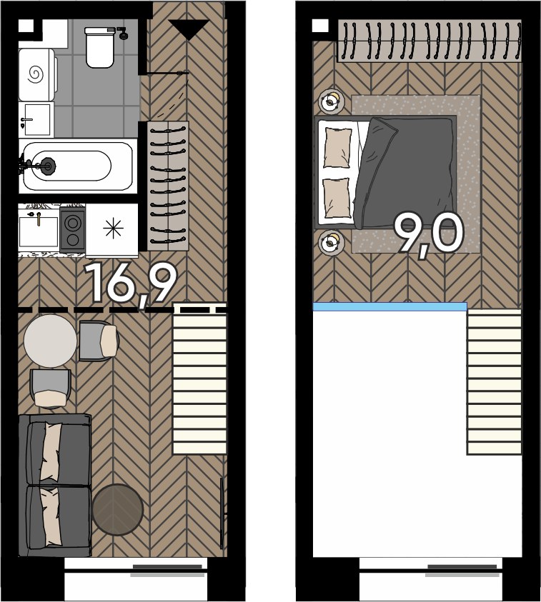 Планировка 23.7 м²