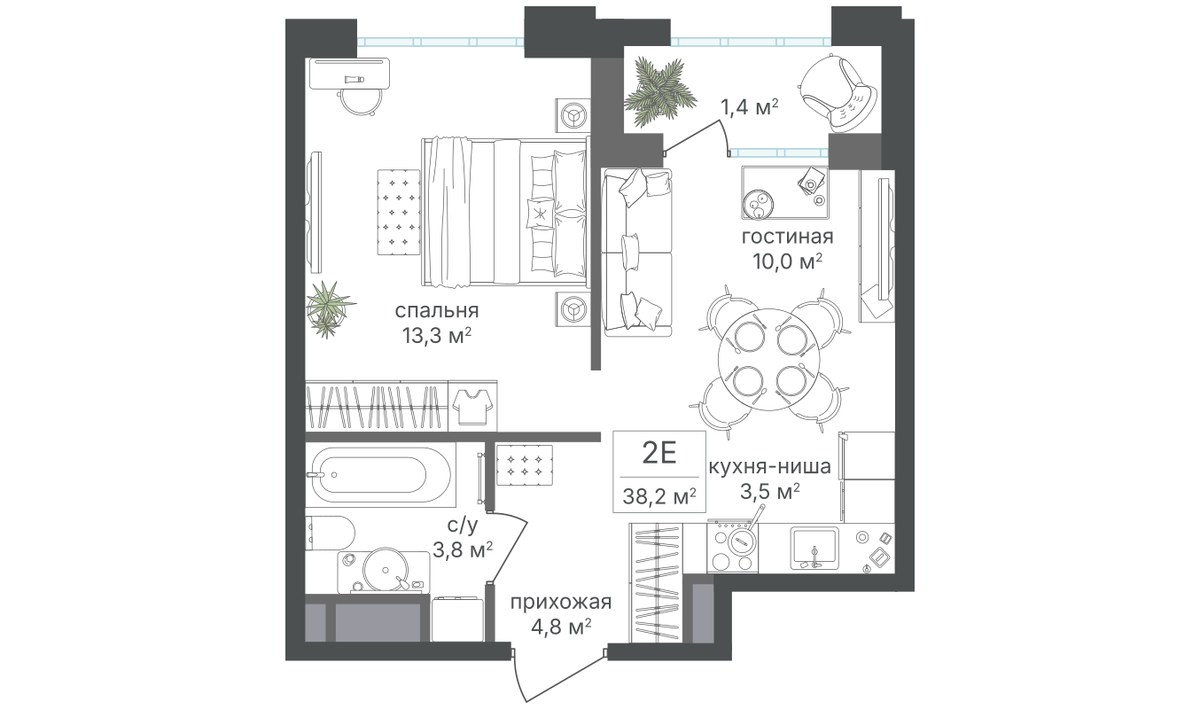 Планировка 37.2 м²