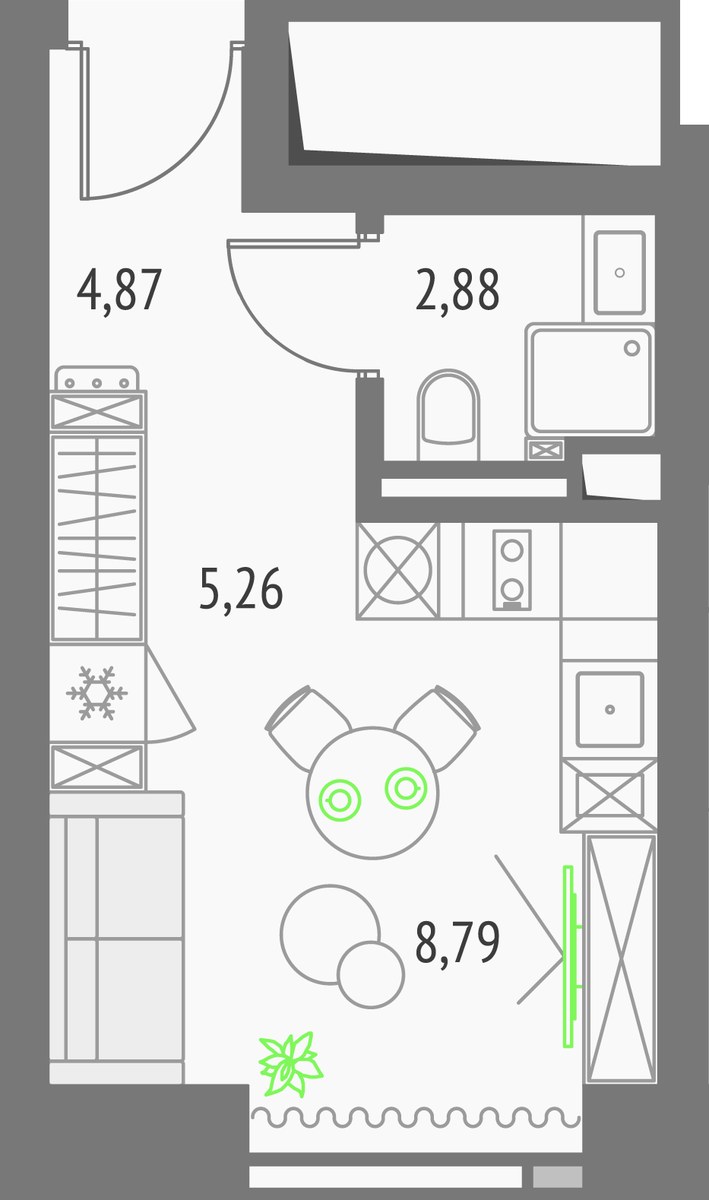 Планировка 22.19 м²