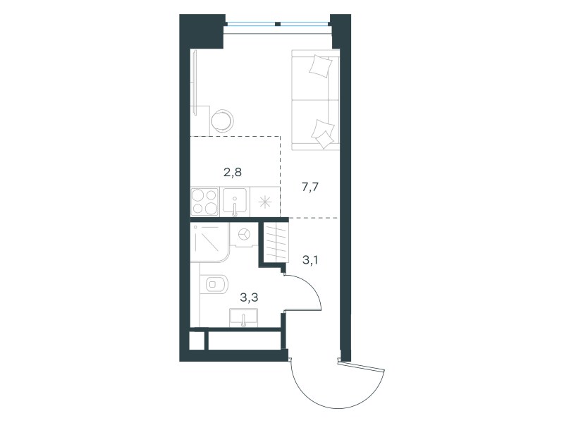 Планировка 16.9 м²