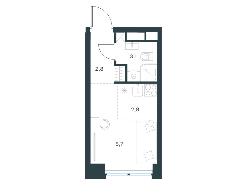 Планировка 17.4 м²