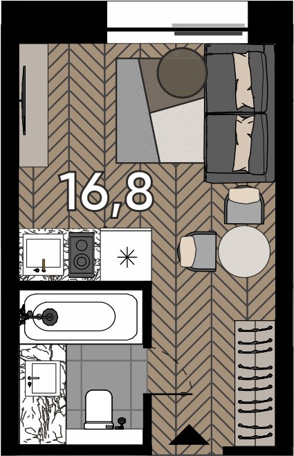 Планировка 16.8 м²