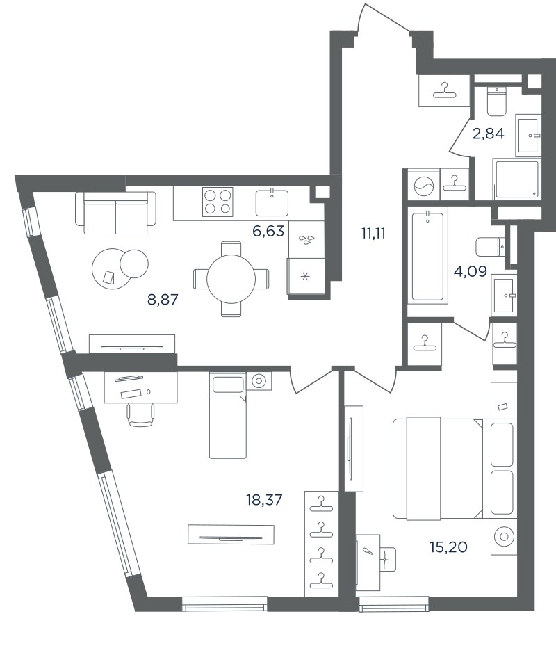 Планировка 67.11 м²
