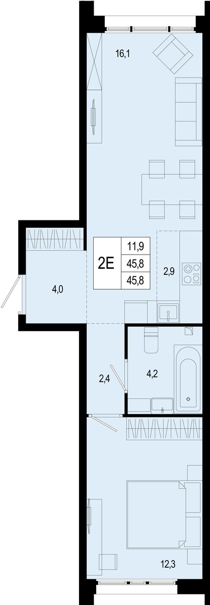 Планировка 47.1 м²